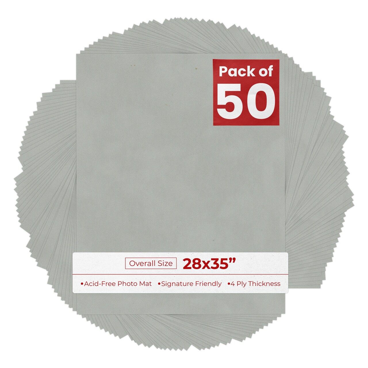 Light Grey Suede 28x35 Uncut Mat Board - Blank Sheets, No Opening